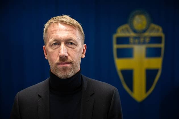 251020 Graham Potter poses for a portrait during a press conference announcing him as new head coach of the Swedish men s national football team on October 20, 2025 in Stockholm Photo Joel Marklund BILDBYRAN kod JM JM0743 bbeng fotboll football soccer fotball presskonferens press conference sverige sweden sverige a porträtt  Copyright: JOELxMARKLUND BB251020JM025