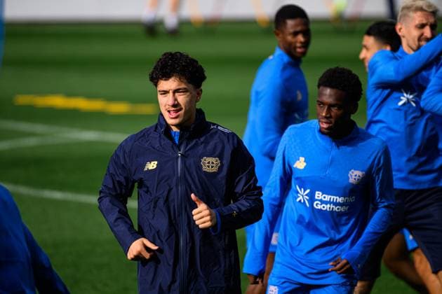 LEVERKUSEN, GERMANY - 20 OCTOBER, 2025: Ibrahim Maza - UEFA Champions League, Pre match practice FC Bayer 04 Leverkusen at BayArena.  Copyright: xVITALIIxKLIUIEVx