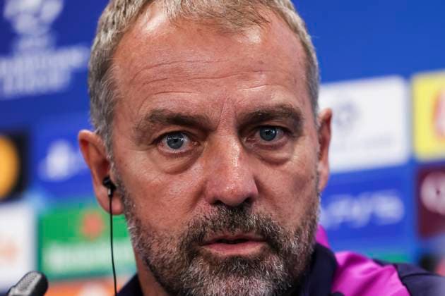 October 20, 2025, Sant Joan Despi, Barcelona, SPAIN: Hansi Flick, head coach of FC Barcelona, Barca attends his press conference, PK, Pressekonferenz during the training day of FC Barcelona ahead the UEFA Champions League 2025 26, football match against Olympiacos at Ciudad Esportiva Joan Gamper on October 20, 2025 in Sant Joan Despi, Barcelona, Spain. Sant Joan Despi SPAIN - ZUMAa181 20251020_zaa_a181_038 Copyright: xJavierxBorregox