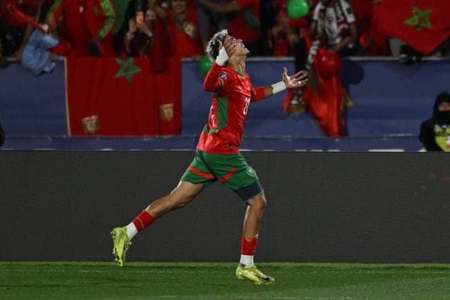(251020) -- SANTIAGO, Oct. 20, 2025 -- Yassir Zabiri of Morocco celebrates scoring during the final match between Argentina and Morocco at the FIFA U-20 World Cup Chile 2025 in Santiago, Chile, Oct. 19, 2025. (Photo by Xinhua) (SP)CHILE-SANTIAGO-FOOTBALL-FIFA U20 WORLD CUP-FINAL JorgexVillegas 