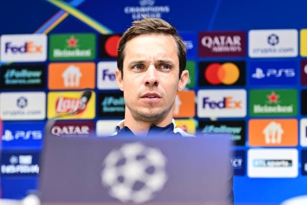 Royale Union Saint-Gilloise v Inter Milan - UEFA Champions League Media Activities 20 10 2025 BRUSSELS, BELGIUM - OCTOBER 20 : Hubert David head coach of Union Saint-Gilloise talking to the press during a press conference, PK, Pressekonferenz ahead of the UEFA Champions League 2025 26 League Phase MD3 match between Royale Union Saint-Gilloise and Inter Milan on October 20, 2025 in Brussels, Belgium, 20 10 2025 Brussels Belgium  Copyright: xPeterxDexVoechtx