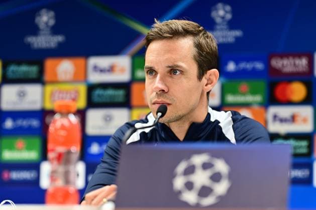 Royale Union Saint-Gilloise v Inter Milan - UEFA Champions League Media Activities 20 10 2025 BRUSSELS, BELGIUM - OCTOBER 20 : Hubert David head coach of Union Saint-Gilloise talking to the press during a press conference, PK, Pressekonferenz ahead of the UEFA Champions League 2025 26 League Phase MD3 match between Royale Union Saint-Gilloise and Inter Milan on October 20, 2025 in Brussels, Belgium, 20 10 2025 Brussels Belgium  Copyright: xPeterxDexVoechtx