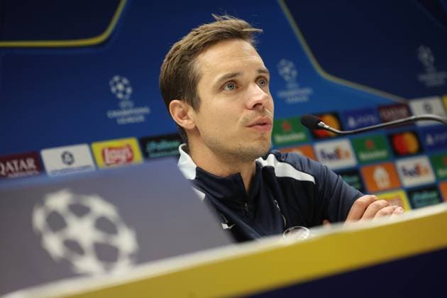 Union s new head coach David Hubert pictured during a press conference, PK, Pressekonferenz of Belgian soccer team Royale Union Saint-Gilloise in Brussels, on Monday 20 October 2025. The team prepares for tomorrow s match against Italian team Internazionale Milano, on the third day of the League phase of the UEFA Champions League tournament. VIRGINIExLEFOUR  x137394559x