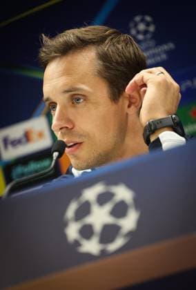 Union s new head coach David Hubert pictured during a press conference, PK, Pressekonferenz of Belgian soccer team Royale Union Saint-Gilloise in Brussels, on Monday 20 October 2025. The team prepares for tomorrow s match against Italian team Internazionale Milano, on the third day of the League phase of the UEFA Champions League tournament. VIRGINIExLEFOUR  x137394637x