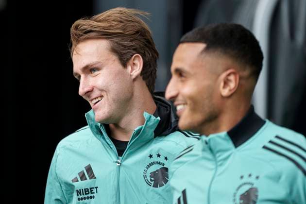 Denmark Champions League FC Copenhagen William Clem and Elias Achouri during FC Copenhagen s training at Parken on Monday, October 20, 2025 FC Copenhagen faces the German team Borussia Dortmund in the UEFA Champions League in Parken on Tuesday , Copenhagen Denmark  Copyright: Ritzau Scanpix LiselottexSabroex spdk20251020-160240-L