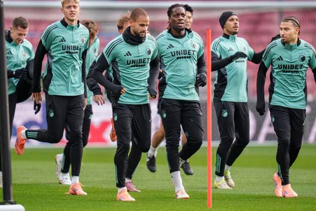 Denmark Champions League FC Copenhagen Pantelis Hatzidiakos, Munashe Garananga, and Jordan Larsson during FC Copenhagen s training at Parken on Monday, October 20, 2025 FC Copenhagen will face the German team Borussia Dortmund in the Champions League at Parken on Tuesday Photo Liselotte Sabroe Ritzau Scanpix , Copenhagen Denmark  Copyright: Ritzau Scanpix LiselottexSabroex spdk20251020-163044-L