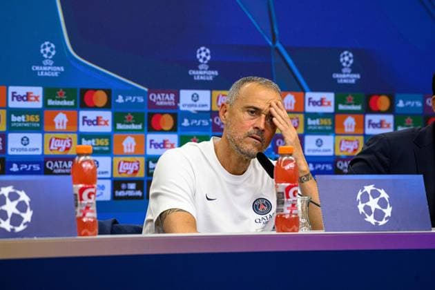 LEVERKUSEN, GERMANY - 20 OCTOBER, 2025: Luis Enrique - UEFA Champions League, MD-1, press conference, PK, Pressekonferenz at BayArena.  Copyright: xx