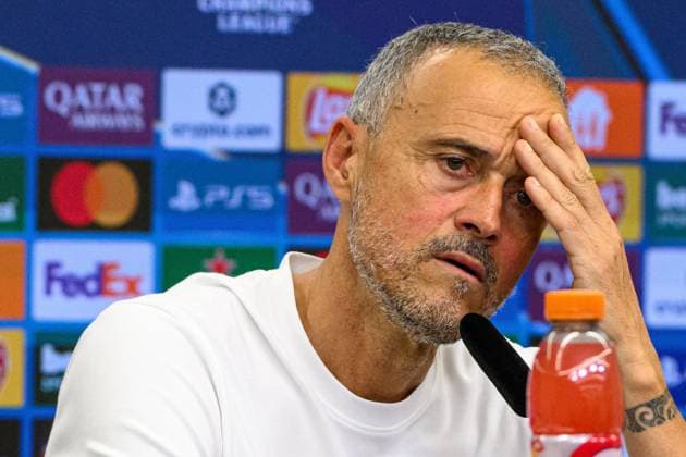 LEVERKUSEN, GERMANY - 20 OCTOBER, 2025: Luis Enrique - UEFA Champions League, MD-1, press conference, PK, Pressekonferenz at BayArena.  Copyright: xx