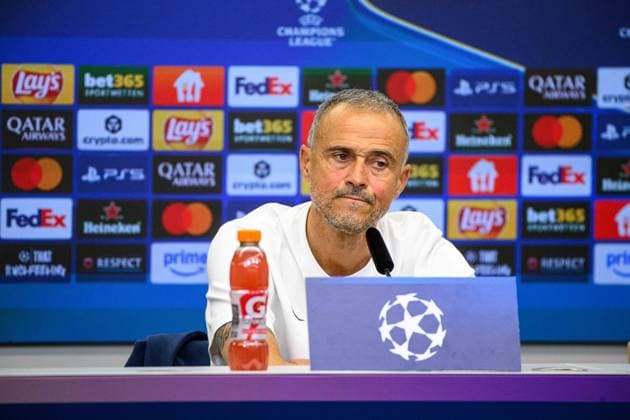 LEVERKUSEN, GERMANY - 20 OCTOBER, 2025: Luis Enrique - UEFA Champions League, MD-1, press conference, PK, Pressekonferenz at BayArena.  Copyright: xx