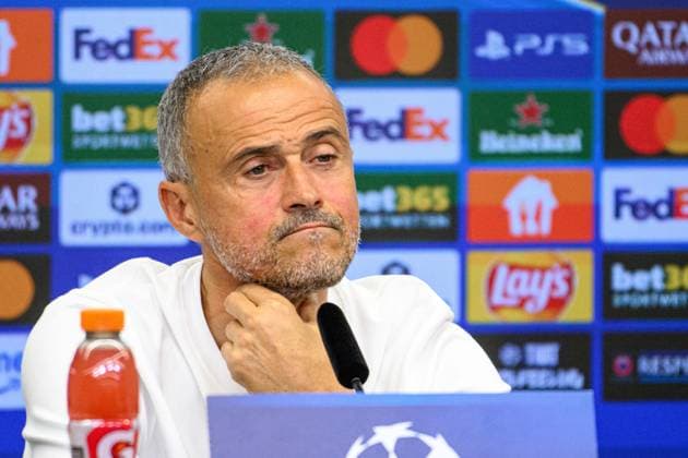 LEVERKUSEN, GERMANY - 20 OCTOBER, 2025: Luis Enrique - UEFA Champions League, MD-1, press conference, PK, Pressekonferenz at BayArena.  Copyright: xx