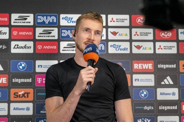Niels Giffey 5 FC Bayern Basketball in an interview before the game, FC Bayern Basketball vs Basketball Loewen Braunschweig, BBL Pokal, Round of 16, 20 10 2025 Munich Bavaria Germany Copyright: xkolbert-press UlrichxGamelx