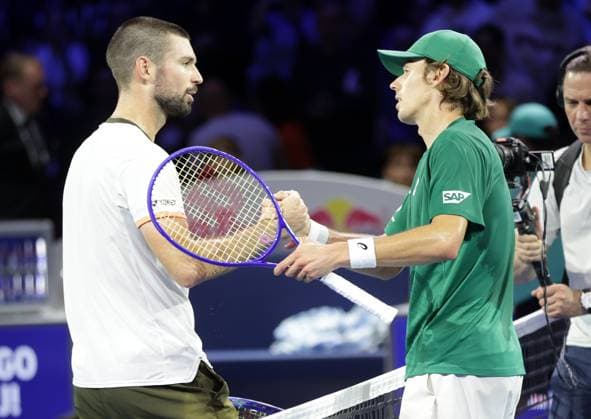 TENNIS - ATP, Tennis Herren Erste Bank Open VIENNA,AUSTRIA,20.OCT.25 - TENNIS - ATP World Tour, Erste Bank Open. Image shows Jurij Rodionov (AUT) and Alex de Minaur (AUS).  GEPAxpictures xWalterxLuger