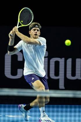 20th October 2025; St. Jakobshalle, Basel, Switzerland; 2025 ATP, Tennis Herren Swiss Indoor Tennis Day 2; Alejandro Davidovich Fokina (ESP) in action against Lorenzo Sonego (ITA) in the first round  DavidxEmm