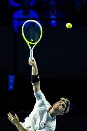 20th October 2025; St. Jakobshalle, Basel, Switzerland; 2025 ATP, Tennis Herren Swiss Indoor Tennis Day 2; Alejandro Davidovich Fokina (ESP) in action against Lorenzo Sonego (ITA) in the first round  DavidxEmm