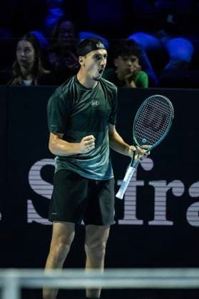 20th October 2025; St. Jakobshalle, Basel, Switzerland; 2025 ATP, Tennis Herren Swiss Indoor Tennis Day 2; Lorenzo Sonego (ITA) in action against Alejandro Davidovich Fokina (ESP) in the first round  DavidxEmm