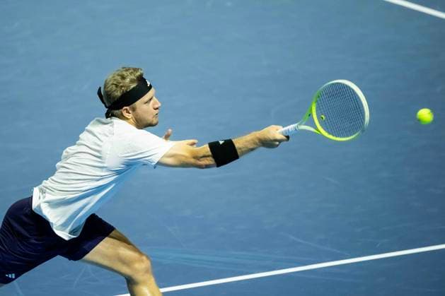 20th October 2025; St. Jakobshalle, Basel, Switzerland; 2025 ATP, Tennis Herren Swiss Indoor Tennis Day 2; Alejandro Davidovich Fokina (ESP) in action against Lorenzo Sonego (ITA) in the first round  DavidxEmm