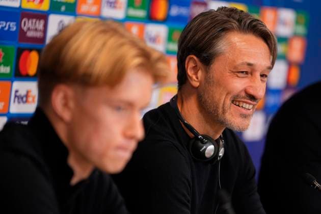 Denmark Champions League Dortmund Head coach Niko Kovac and Daniel Svensson during Borussia Dortmund s press conference at Parken on Monday, October 20, 2025 Borussia Dortmund faces FC Copenhagen in the Champions League at Parken on Tuesday Photo Liselotte Sabroe Scanpix 2025 , Copenhagen Denmark  Copyright: LiselottexSabroex spdk20251020-194342-L