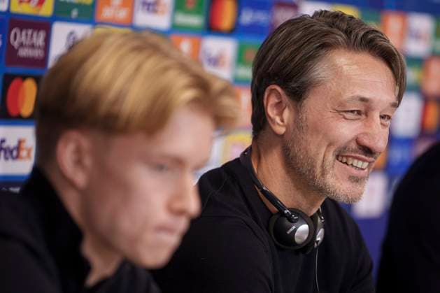 Denmark Champions League Dortmund Head coach Niko Kovac and Daniel Svensson during Borussia Dortmund s press conference in Parken on Monday, October 20, 2025 Borussia Dortmund faces FC Copenhagen in the Champions League in Parken on Tuesday Photo Liselotte Sabroe Ritzau Scanpix , Copenhagen Denmark  Copyright: Ritzau Scanpix LiselottexSabroex spdk20251020-195220-L