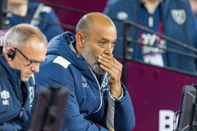 West Ham United v Brentford Premier League 20 10 2025. West Ham United manager Nuno Espirito Santo during the Premier League match between West Ham United and Brentford at the London Stadium, London, England on 20 October 2025. London London Stadium England Editorial use only DataCo restrictions apply See www.football-dataco.com , Copyright: xToyinxOshodix PSI-23043-0005