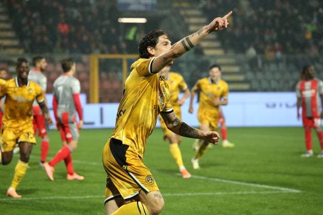 Udinese Nicolo Zaniolo esultanza 1-1 makes an attempt to score during the Serie A soccer match between Cremonese and Udinese at the Giovanni Zini in Turin, north west Italy - Lunedi , Ottobre 20, 2025. - Soccer .  Copyright: xAlbertoxMarianii LaPressex