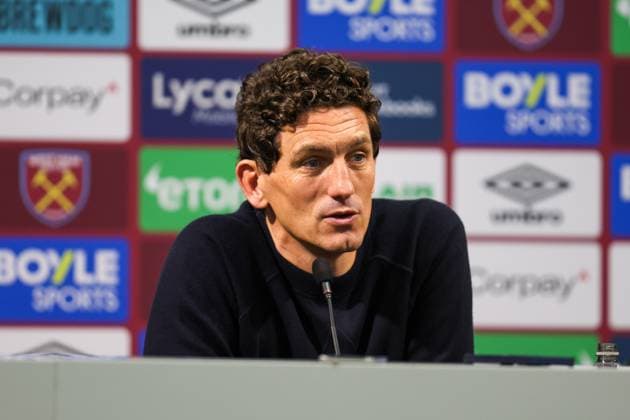Brentford manager Keith Andrews during the post match press conference, PK, Pressekonferenz during the Premier League match between West Ham and Brentford at London Stadium in London, England (Photo by Alexander Canillas Sports Press Photo)  Copyright: xAlexanderxCanillas SPPx Sportspressphoto_SPR45670