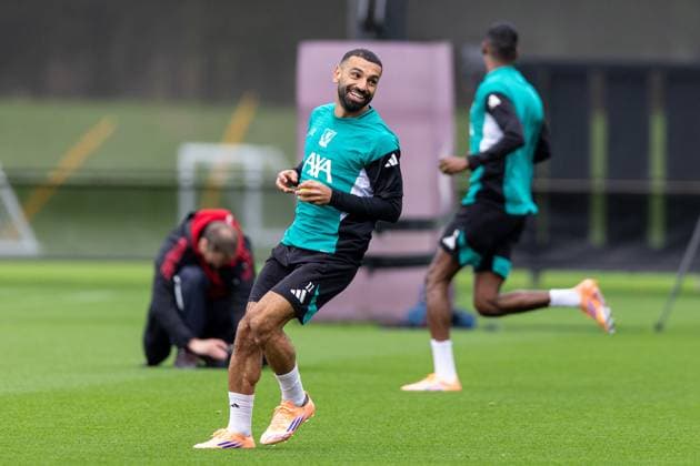 Football - UEFA Champions League - Eintracht Frankfurt v Liverpool FC LIVERPOOL, ENGLAND - Tuesday, October 21, 2025: Liverpool s Mohamed Salah during a training session at the AXA Training Centre ahead of the UEFA Champions League match between Eintracht Frankfurt and Liverpool FC. (Photo by Jessica Hornby Propaganda)  Copyright: xDavidxRawcliffex P2025-10-21-LFC-Training-Frankfurt-10
