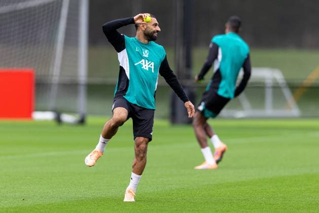 Football - UEFA Champions League - Eintracht Frankfurt v Liverpool FC LIVERPOOL, ENGLAND - Tuesday, October 21, 2025: Liverpool s Mohamed Salah during a training session at the AXA Training Centre ahead of the UEFA Champions League match between Eintracht Frankfurt and Liverpool FC. (Photo by Jessica Hornby Propaganda)  Copyright: xDavidxRawcliffex P2025-10-21-LFC-Training-Frankfurt-12