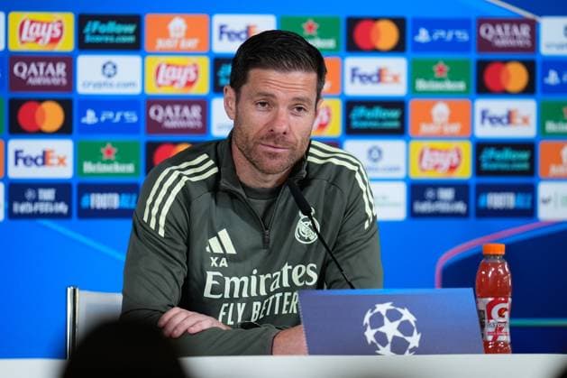 October 21, 2025, Valdebebas, Madrid, Spain: Xabi Alonso, head coach of Real Madrid, attends his press conference, PK, Pressekonferenz during a training session and press conference ahead of their UEFA Champions League 2025 26 match against Juventus FC at Ciudad Deportiva Real Madrid on October 21, 2025, in Valdebebas, Madrid, Spain. Valdebebas Spain - ZUMAa181 20251021_zaa_a181_047 Copyright: xDennisxAgyemanx