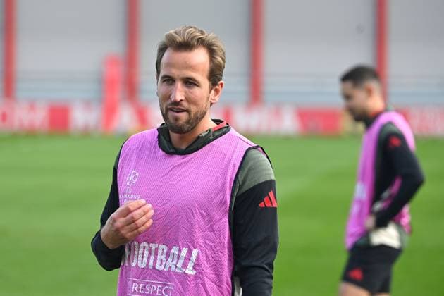 Harry KANE Bayern Muenchen , action,single picture,cropped single motif,half figure,half figure final training on 21 10 2025 Football Champions League,season 2025 26 FC Bayern Muenchen Club Bruegge