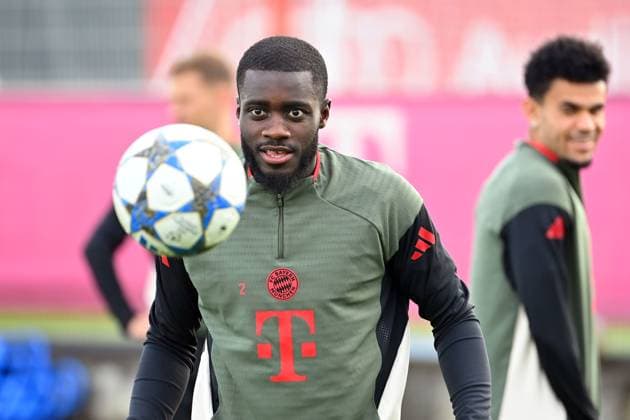 Dayot UPAMECANO Bayern Muenchen focuses on the ball, final training on 21 10 2025 Football Champions League,Season 2025 26 FC Bayern Muenchen Club Bruegge