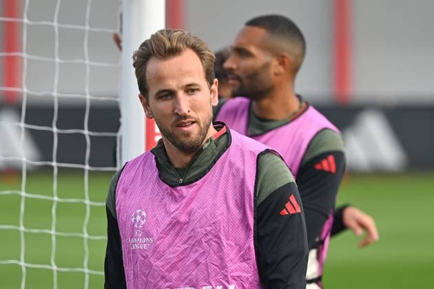 Harry KANE Bayern Muenchen ,, Action,single picture,cropped single motif,half figure,half figure final training on 21 10 2025 Football Champions League,season 2025 26 FC Bayern Muenchen Club Bruegge
