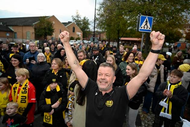 Football, Sweden, Reception for champions Mjällby AIF, Championship celebration