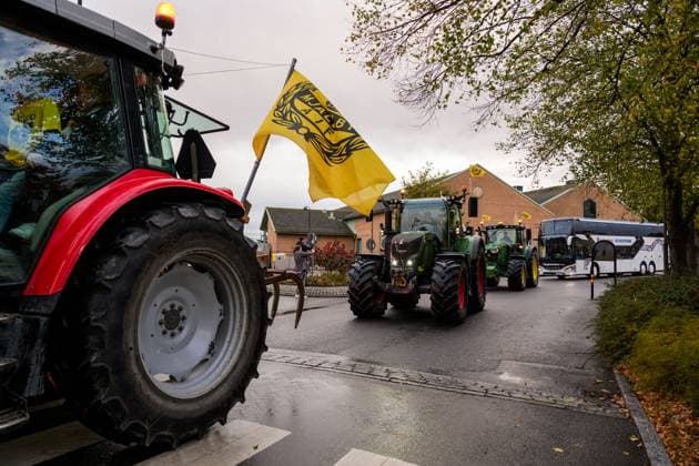251021 Tractors with Mjällby flags when the team is welcomed home by the supporters on October 21, 2025 in Sölvesborg  Copyright: MATHILDAxSCHULER BB251021MA048