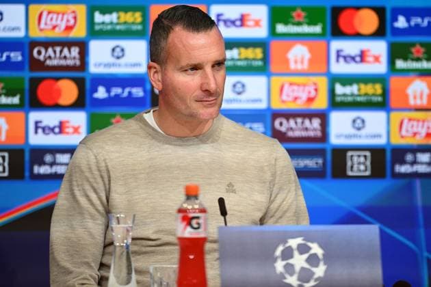 Bayern Munchen v Club Brugge - UEFA Champions League Media Activities 21 10 2025 MUNICH, GERMANY - OCTOBER 21 : Hayen Nicky head coach of Club Brugge talking to the press during a press conference, PK, Pressekonferenz ahead of the UEFA Champions League 2025 26 League Phase MD3 match between Bayern Munchen and Club Brugge on October 21, 2025 in Munich, Germany, 21 10 2025 Munich Germany  Copyright: xTomasxSiskx