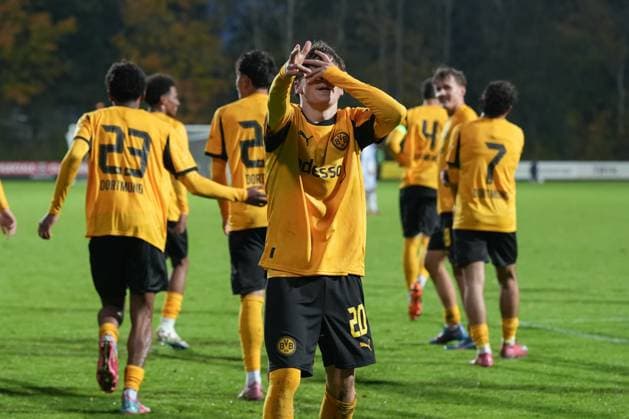Wednesday, 21 10 2025 Season 2025 2026 Matchday 3 UEFA Youth League at Tingbjerg Idraetspark, Copenhagen, Denmark FC Copenhagen U19 BV Borussia Dortmund U19 Goal celebration after the 2 0 by Tom Lasse Faust BVB