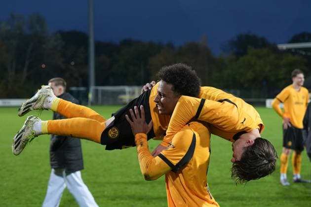 Wednesday, 21 10 2025 Season 2025 2026 Matchday 3 UEFA Youth League at Tingbjerg Idraetspark, Copenhagen, Denmark FC Copenhagen U19 BV Borussia Dortmund U19 Miguel Samuel Adje BVB , Tom Lasse Faust BVB