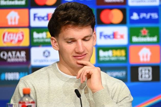 Bayern Munchen v Club Brugge - UEFA Champions League Media Activities 21 10 2025 MUNICH, GERMANY - OCTOBER 21 : Hayen Nicky head coach of Club Brugge talking to the press during a press conference, PK, Pressekonferenz ahead of the UEFA Champions League 2025 26 League Phase MD3 match between Bayern Munchen and Club Brugge on October 21, 2025 in Munich, Germany, 21 10 2025 Munich Germany  Copyright: xTomasxSiskx