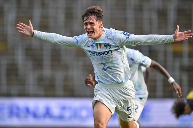 251021 Youth League Youth League : Royale Union Saint-Gilloise vs FC Internazionale Milano Leonardo Bovio (5) of Inter celebrates after scoring the 1-2 goal during the matchday 3 Uefa Youth League League Phase game in season 2025 - 2026 between the Under 19 teams of Royale Union Saint-Gilloise and FC Internazionale Milano on October 21 , 2025 in Vorst, Belgium. (Photo by David Catry sportpix) Vorst Joseph Marien Brussels Belgium  Copyright: xsportpixxDavidxCatryx