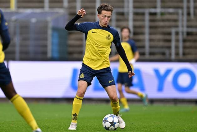 251021 Youth League Youth League : Royale Union Saint-Gilloise vs FC Internazionale Milano Noa Recchia (6) of Union pictured during the matchday 3 Uefa Youth League League Phase game in season 2025 - 2026 between the Under 19 teams of Royale Union Saint-Gilloise and FC Internazionale Milano on October 21 , 2025 in Vorst, Belgium. (Photo by David Catry sportpix) Vorst Joseph Marien Brussels Belgium  Copyright: xsportpixxDavidxCatryx