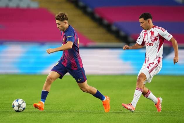 during the UEFA Champions League match, between FC Barcelona, Barca and Olympiacos FC, Lluis Companys Stadium on October 21, 2025 in Barcelona, Spain. (Photo by Bagu Blanco PRESSIN).. Copyright: xBaguxBlancox xPRESSINx