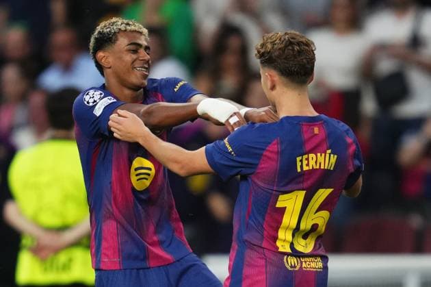 during the UEFA Champions League match, between FC Barcelona, Barca and Olympiacos FC, Lluis Companys Stadium on October 21, 2025 in Barcelona, Spain. (Photo by Bagu Blanco PRESSIN).. Copyright: xBaguxBlancox xPRESSINx
