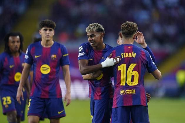 during the UEFA Champions League match, between FC Barcelona, Barca and Olympiacos FC, Lluis Companys Stadium on October 21, 2025 in Barcelona, Spain. (Photo by Bagu Blanco PRESSIN).. Copyright: xBaguxBlancox xPRESSINx