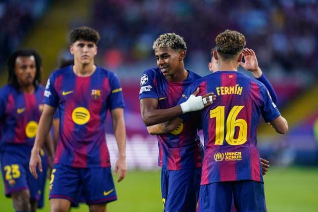 ESP: FC Barcelona, Barca v Olympiacos FC. UEFA Champions League. Matchday 3. Fermin Lopez of FC Barcelona celebrates the 1-0 with Lamine Yamal during the UEFA Champions League match, between FC Barcelona and Olympiacos FC, Lluis Companys Stadium on October 21, 2025 in Barcelona, Spain. kpng Copyright: xSergioxRuizx xImagox PS_2501021_BAR_OLY_2526_018