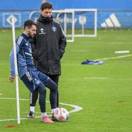 Fabio Vieira Coach Merlin Polzin HSV Germany , Hamburg , Volksparkstadion , Training ground soccer , 1 Bundesliga , Training of Hamburger SV
