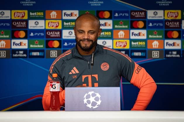 Soccer Champions League Press Conference FC Bayern Munich on 21 10 2025 at the training ground at Säbener Straße in Munich Vincent Kompany Coach Head Coach Munich Photo by FC Bayern Munich via REVIERFOTO xRx