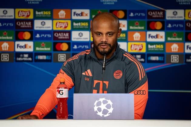 Soccer Champions League Press Conference FC Bayern Munich on 21 10 2025 at the training ground at Säbener Straße in Munich Vincent Kompany Coach Head Coach Munich Photo by FC Bayern Munich via REVIERFOTO xRx