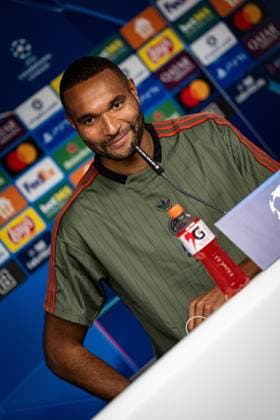 Soccer Champions League press conference FC Bayern Munich on 21 10 2025 at the training ground at Säbener Straße in Munich Jonathan Tah Munich Photo by FC Bayern Munich via REVIERFOTO xRx