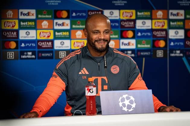 Soccer Champions League Press Conference FC Bayern Munich on 21 10 2025 at the training ground at Säbener Straße in Munich Vincent Kompany Coach Head Coach Munich Photo by FC Bayern Munich via REVIERFOTO xRx