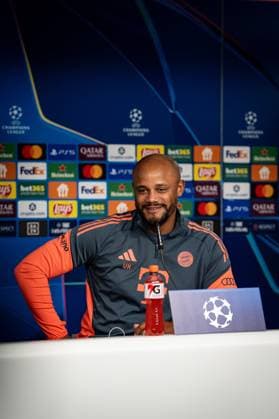 Soccer Champions League Press Conference FC Bayern Munich on 21 10 2025 at the training ground at Säbener Straße in Munich Vincent Kompany Coach Head Coach Munich Photo by FC Bayern Munich via REVIERFOTO xRx
