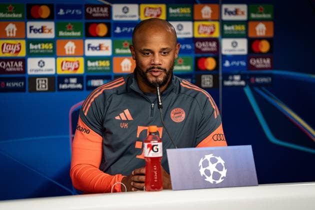 Soccer Champions League Press Conference FC Bayern Munich on 21 10 2025 at the training ground at Säbener Straße in Munich Vincent Kompany Coach Head Coach Munich Photo by FC Bayern Munich via REVIERFOTO xRx
